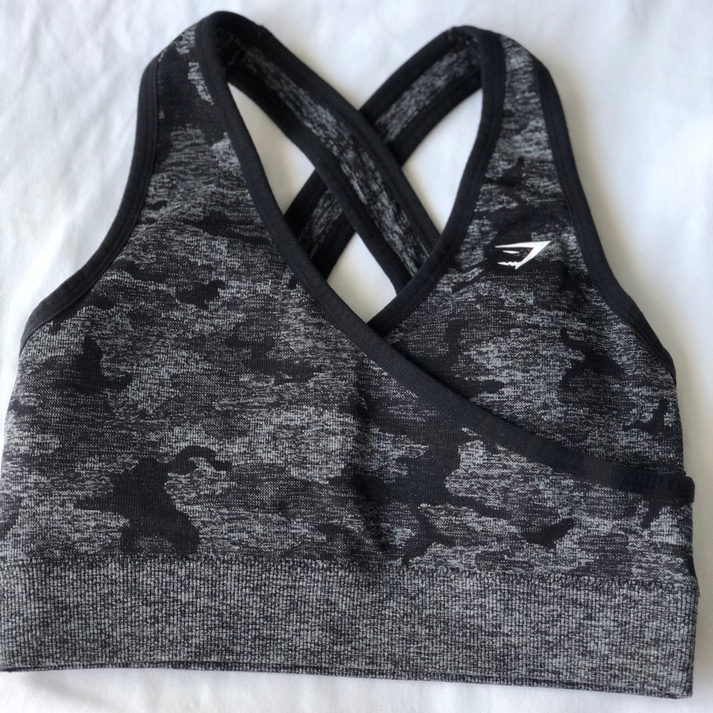 Gymshark Camo Seamless Sports Bra - Black